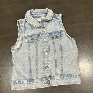 Cherokee Light Blue Denim Vest for Kids, button up, Large, 10/12